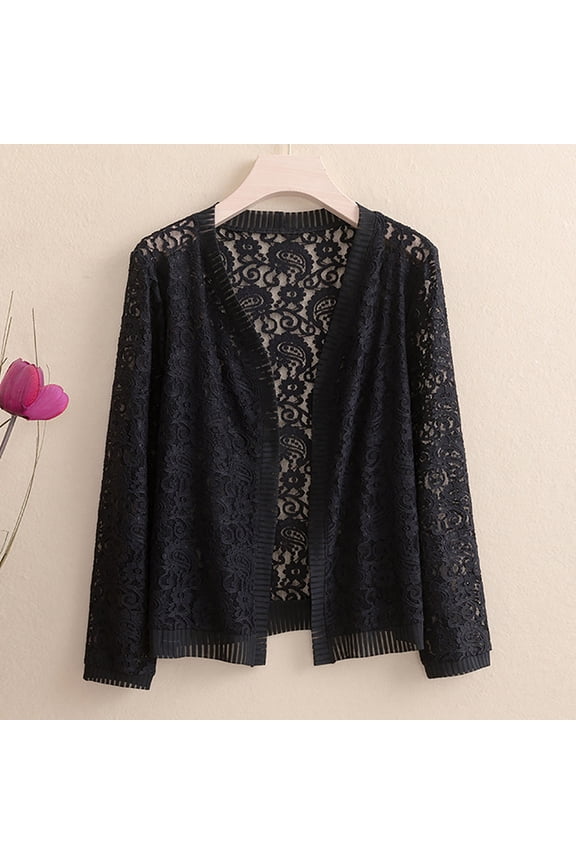 Womens T Shirts Women's Cardigans Autumn Jackets for Women UK Sweater Clothing Lightweight Solid Color Beach Lace Side Open Front Casual Thin Cover Up Cardigan Tops for Women
