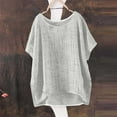 thumbnail image 1 of Womens T Shirts Women's Summer Short Sleeve Solid Casual Loose Linen Tops for Women, 1 of 6