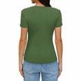 thumbnail image 1 of Womens T Shirts Women's Tops Casual Ribbed Knit Slim Fit Short Sleeve T Shirt Basic Solid Color Crew Neck Tee Top for Daily Wear, 1 of 7