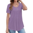 thumbnail image 1 of Womens T Shirts Women's Tunic Tops for Leggings Short Sleeve Shirts Up Casual Ruched Blouses Clothes Tops for Women, 1 of 4