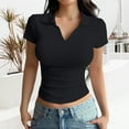 thumbnail image 1 of Womens T Shirts Womens Short Sleeve Business Casual Tops Summer V Neck Work Shirts 2026 Basic Collared Shirt Tops for Women, 1 of 6