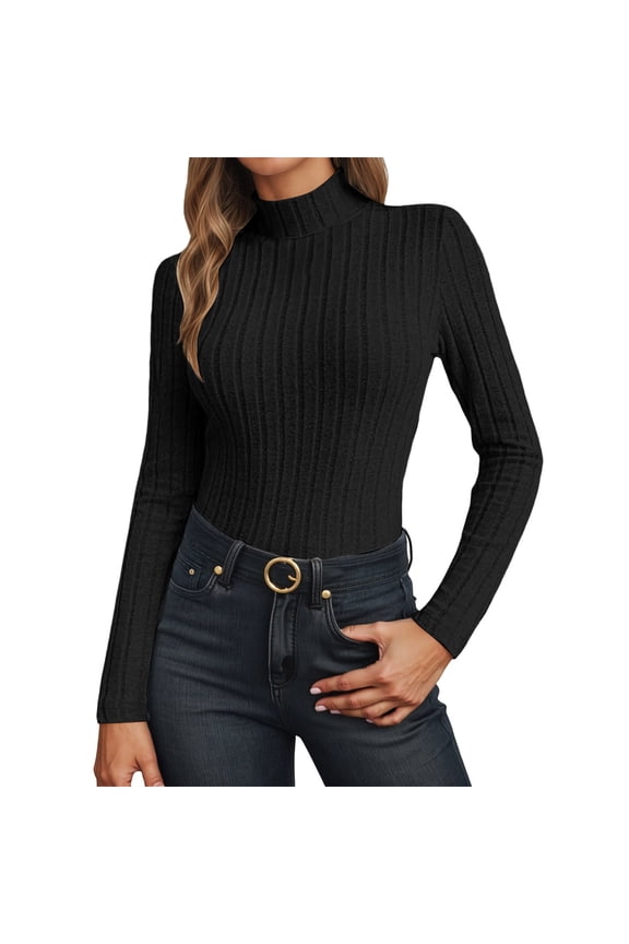 Womens T Shirts Womens Tops Casual High Neck Knit Fitted Pullover T Shirt Layering Top