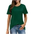 thumbnail image 1 of Womens T Shirts, Yigetop Women's Short Sleeve T Shirts Casual Solid Tops Basic Loose Crew Neck Clothes Pullover Tee T Shirts for Women Green XL, 1 of 7
