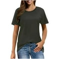 thumbnail image 1 of Womens T Shirts, Yigetop Women's Short Sleeve T Shirts Casual Solid Tops Basic Loose Crew Neck Clothes Pullover Tee T Shirts for Women Grey S, 1 of 7