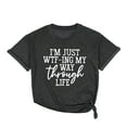 thumbnail image 1 of Womens T-shirt I'm Just WTF-ing My Way Through Life Print Tees Short Sleeve Summer Tee Tops Round Neck Shirts Comfy Lounge Blouse, 1 of 2