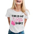 thumbnail image 1 of Womens T shirts Crew Neck Short Sleeve Letter Graphic Print Basic Tee Tshirt, 1 of 5