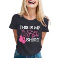 thumbnail image 1 of Womens T shirts Crew Neck Short Sleeve Letter Graphic Print Basic Tee Tshirt, 1 of 4