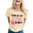 thumbnail image 1 of Womens T shirts Crew Neck Short Sleeve Letter Graphic Print Basic Tee Tshirt, 1 of 4