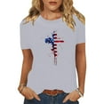 thumbnail image 1 of Womens T-shirts Short Sleeve Round Neck Independence Day Casual Printed T-Shirt Gray XXXL, 1 of 6