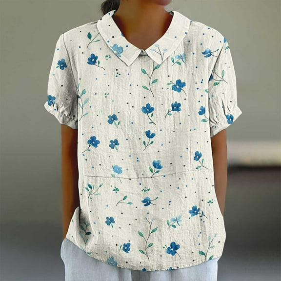 Womens T-shirts Short Sleeve Round Neck Printing Casual Cropped Loose Shirt Multicolor XXL