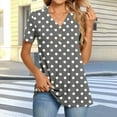 thumbnail image 1 of Womens T-shirts Short Sleeved V-neck Button Up Polka Top Gray XXL, 1 of 6
