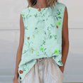 thumbnail image 1 of Womens T-shirts Sleeveless Round Neck Floral Printed Casual Tank Top Mint Green XXXL, 1 of 5