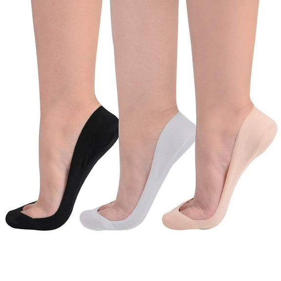 Womens TRULY No Show Socks for Flats Heels Non Slip Cotton Ultra Low Cut Liner Socks(4-Nude,One Size)