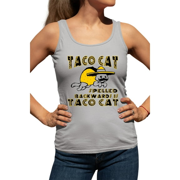 Womens Taco Cat Spelled Backwards Is Taco Cat Funny Racerback Tank Top T-Shirt