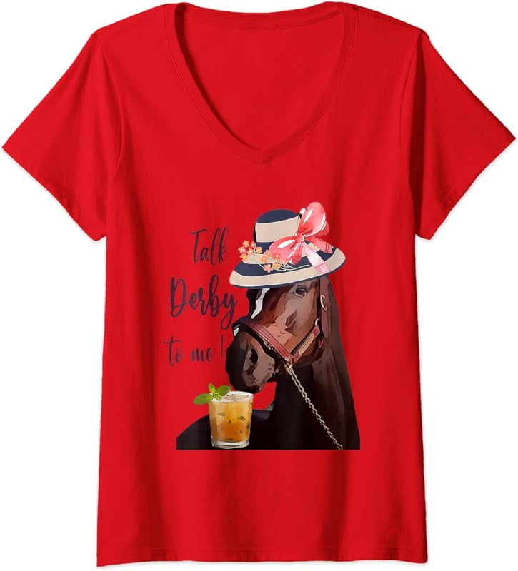 Womens Talk Derby to me mint juleps Derby Horse Racing VNeck T
