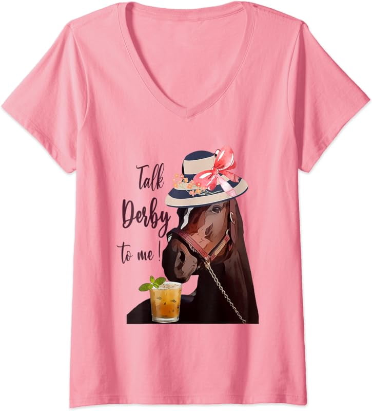 Womens Talk Derby to me mint juleps Derby Horse Racing VNeck T
