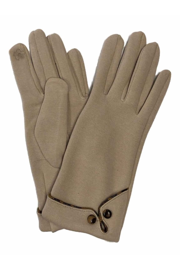 Womens Tan & Leopard Print Stretch Fit Texting & Tech Touchscreen Gloves