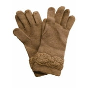 Womens Tan Rope Knit Gloves Beige