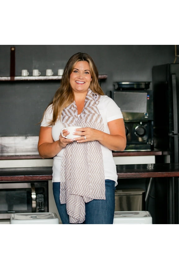 Womens Tan Sheer Lightweight Chevron Print Scarf by Howard's