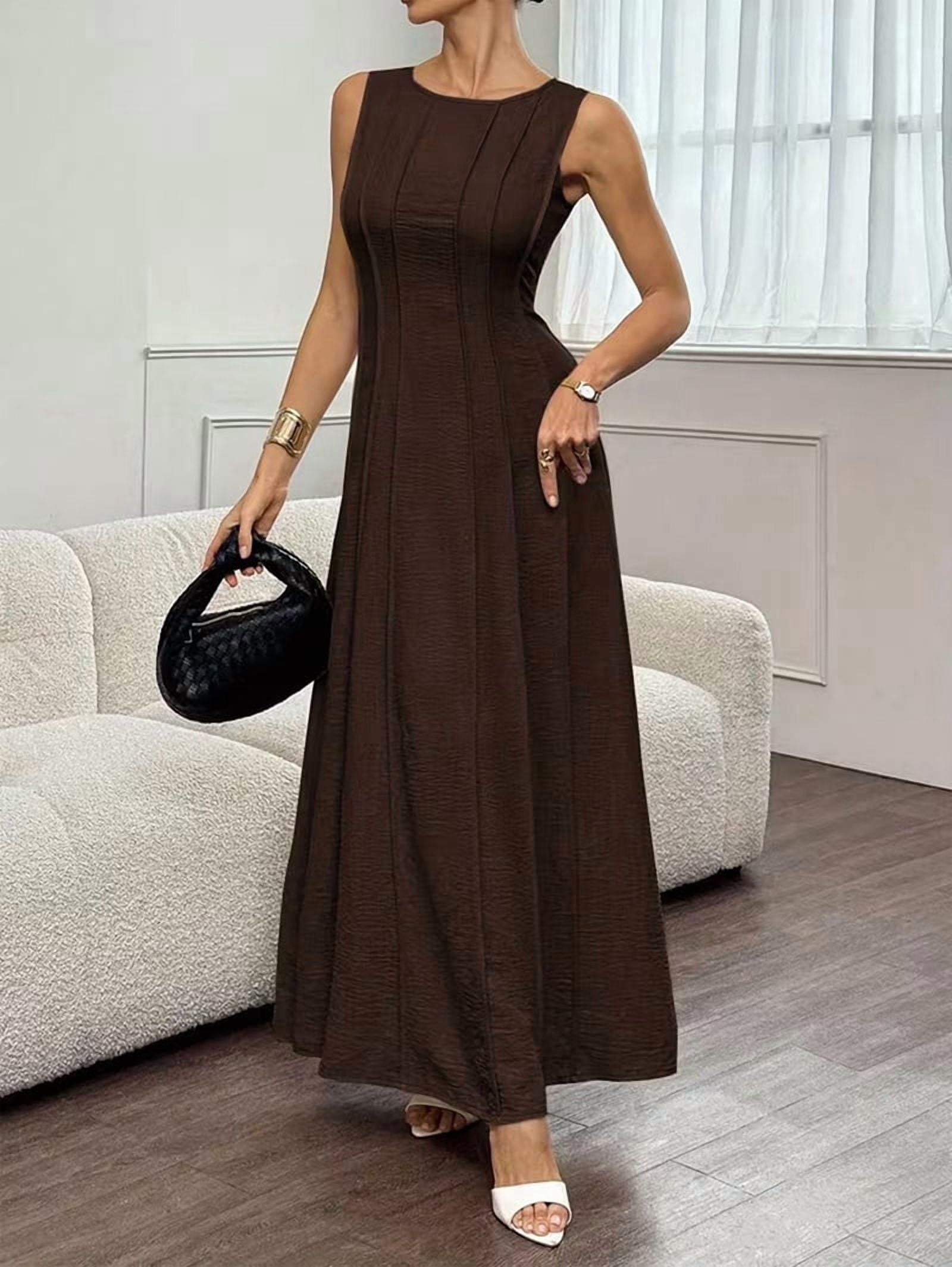 brown tank maxi dress Sand Toys Layered Tank Dress in Mocha Oatmeal