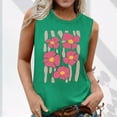 thumbnail image 1 of Womens Tank Top $4.98 Plus Size Sleeveless Floral Print Round Neck Summer Printed Top Green M, 1 of 5