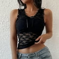 thumbnail image 1 of Womens Tank Top $4.98 Plus Size Clearance Sleeveless Lace V-neck Summer Slim Vest Black M, 1 of 6