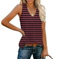 thumbnail image 1 of Womens Tank Top $4.98 Plus Size Stripe V-neck Sleeveless Loose Casual Side Slit Casual Top Black M, 1 of 6