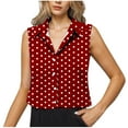 thumbnail image 1 of Womens Tank Top Casual Single Button Up Work Shirts Cute Print Sleeveless Lapel Shirt Tank Tops Casual Loose T-Shirts Summer Vests Tops, 1 of 6