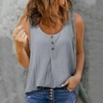 thumbnail image 1 of Tbopshirt Womens Tank Top Fashion Women's Casual Round Neck Solid Color Button Sleeveless Tops T-Shirt Tank Blouse, 1 of 4