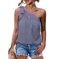 thumbnail image 1 of Tbopshirt Womens Tank Top One Shoulder Tops For Women Summer Chiffon Shirts Tie Bow Knot Sleeveless Tank Tops Loose Fit, 1 of 5