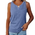 thumbnail image 1 of Tbopshirt Womens Tank Top Summer Women Solid Color V-Neck Pocket Sleeveless Casual Tee Tops, 1 of 5