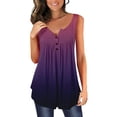 thumbnail image 1 of Tbopshirt Womens Tank Top Women Fashion V- Neck Floral Printed Tunic Tops Buttons Short Sleeveless T-shirt, 1 of 4