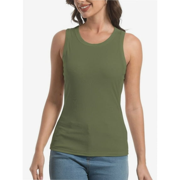 Women's Sleeveless Racerback Tank Top - Crew Neck Casual Basic Fashion Tee - Lightweight Breathable Summer Top