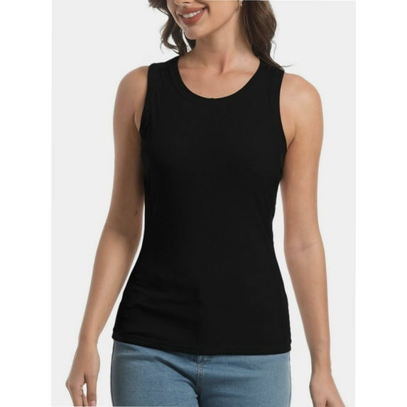 Womens Tank Top Sleeveless Racerback High Neck Casual Basic Fashion