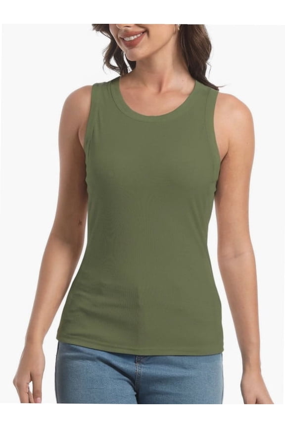 Womens Tank Top Sleeveless Racerback High Neck Casual Basic Fashion