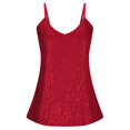 thumbnail image 1 of Womens Tank Top Sparkling Carnival Camisole Commute Sleeveless Sequin Womens Shirts Blouses,RD1,L, 1 of 5