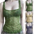 thumbnail image 1 of Womens Tank Top Tank Tops Women Women's Fresh Floral Contrast Color Mesh Round Neck Camisole Yellow L, 1 of 9
