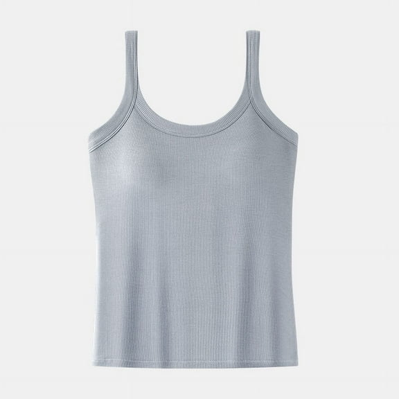 Womens Tank Top Wide Strap Undershirt Workout Yoga Shirt Cotton Camisole with Shelf Bra