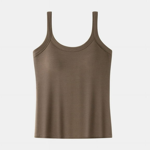 Womens Tank Top Wide Strap Undershirt Workout Yoga Shirt Cotton Camisole with Shelf Bra