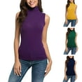 thumbnail image 1 of Womens Tank Top Womens Fashion Casual Solid Color Sleeveless Turtleneck Tee Shirt Blouse T-Shirt Top Yellow XL, 1 of 6