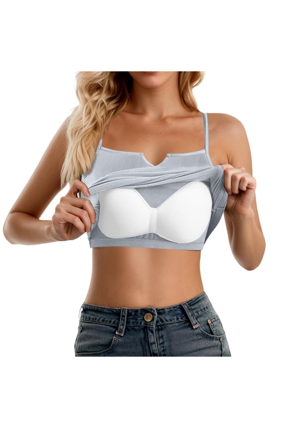 Womens Tank Top with Built in Bra Adjustable Spaghetti Strap Camisole Tops Summer Shapewear Breathable Basic Bras Undershirts