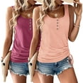 thumbnail image 1 of Womens Tank Tops, 2 Pack Summer Tank Tops for Women 2025, Sleeveless U Neck Loose Button Casual Henley Tops Shirts, 1 of 6