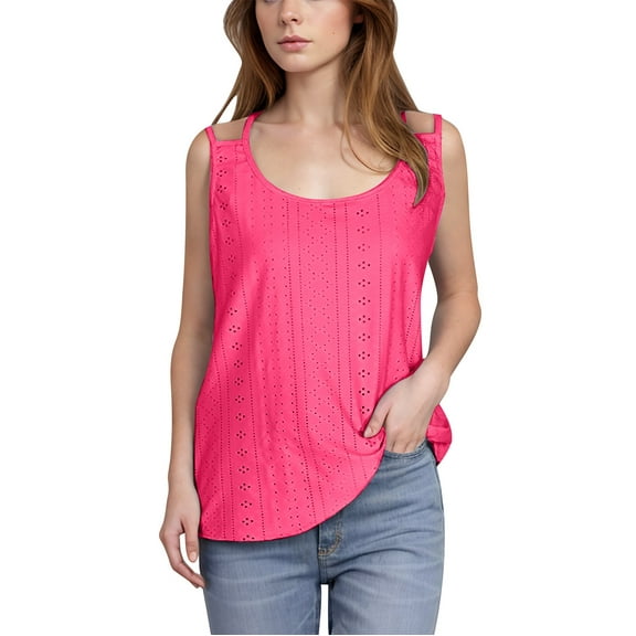 Wo-Fusoul Womens Tank Tops Women's 2024 New Solid Color Round Neck Sleeveless Camisole, Casual Fashion Daily Wear Womens Tank Top