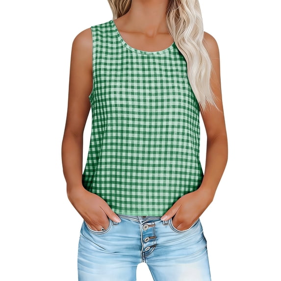 Womens Tank Tops 2026 Helii Casual Summer Dressy Boho Lightweight Plaid Sweater Vest Trendy Beach Vacation Clothes Go Out Outfit S-XXXXXL Mint Green