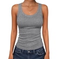 thumbnail image 1 of Womens Tank Tops 2026 Scoop Neck Ribbed Sleeveless Top Casual Basic Slim Fitted Cami Tee Shirts Light Gray XL, 1 of 4