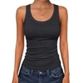 thumbnail image 1 of Womens Tank Tops Scoop Neck Ribbed Sleeveless Top Casual Basic Slim Fitted Knit Cami Tee Shirts, 1 of 5