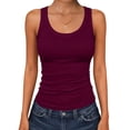thumbnail image 1 of Womens Tank Tops Scoop Neck Ribbed Sleeveless Top Casual Basic Slim Fitted Knit Cami Tee Shirts, 1 of 4