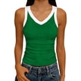 thumbnail image 1 of Womens Tank Tops 2026 Summer Casual Cami Tank Tops V Neck Sleeveless T Shirts Slim Fit Ribbed Basic Camisole Vest Stretch Longe Soft Solid Color Undershirt for Sport Going out Holiday, 1 of 5