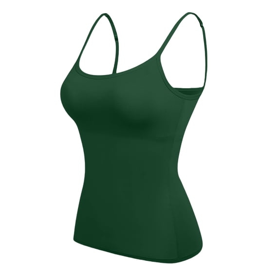 Womens Tank Tops Adjustable Cotton Padded Camisole Tank Tops With Built In Bras Black L