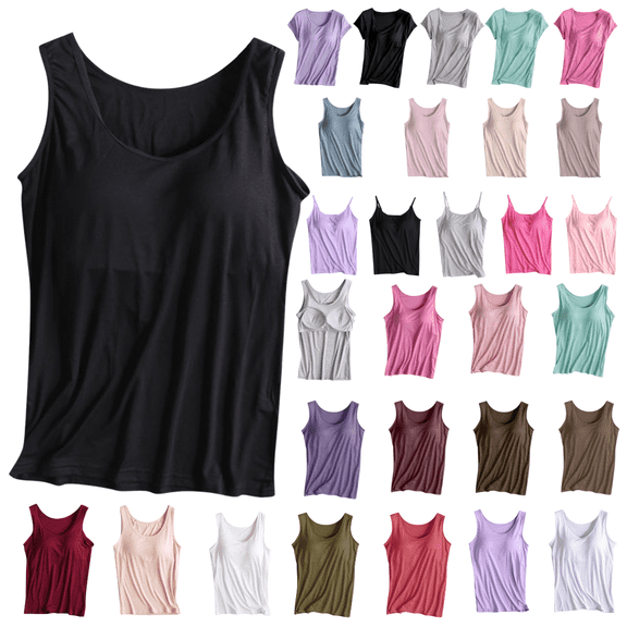 Womens Tank Tops Athletic Tank Tops for Women Build in Bra Casual Flowy Tank Pleated Loose Fit Tank Tops with Built in